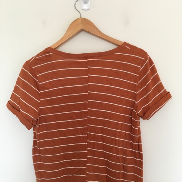 NWT Anthropologie T.La Riley Asymmetrical Pocket Tee Top Sz S Gold Orange Boho - Picture 7 of 13